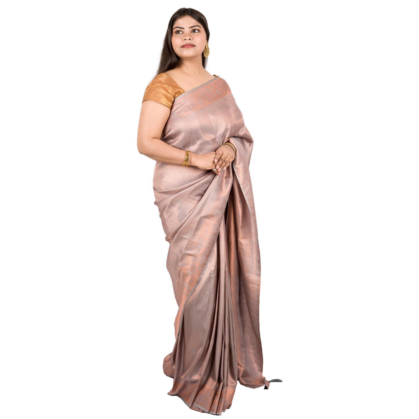 Ash Grey Acrylic Silk Saree