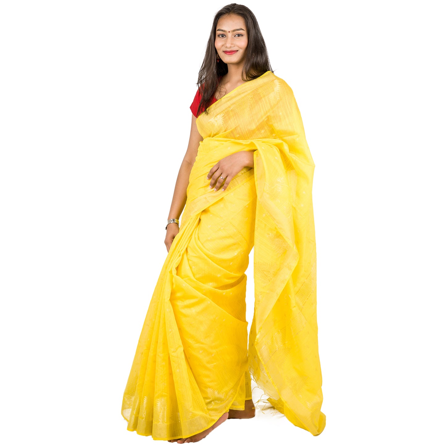 Yellow Colour Maheshwari Saree