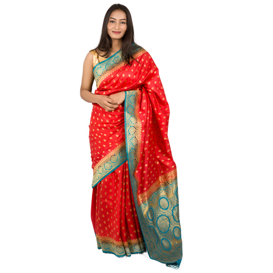 Vishnupuri Silk- Red Colour Saree